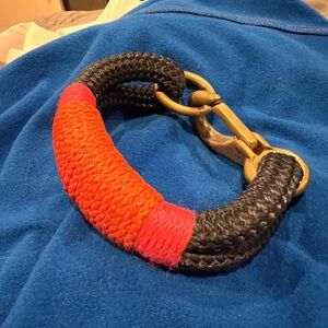 Navy blue, orange and pink Woven Bracelet